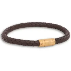 by Billgren Herr Smycken^Bracelet brunt läder guld