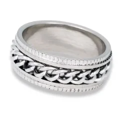 by Billgren Herr Smycken^Anti-stress stålring med kedja