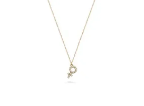 Jemp Guld Halsband^Collie 18k guld hänge cz kvinnosymbol