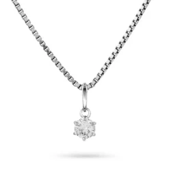 Jemp Guld Hängen^Hänge 14k vitguld 4mm cz inkl silverkedja