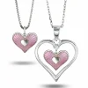 Pia & Per Barn Smycken^Mor och barn hjärta rosa inkl kedja