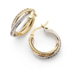 Jemp Guld Örhängen^Örhänge creol 18k r/v guld 2rad cz.