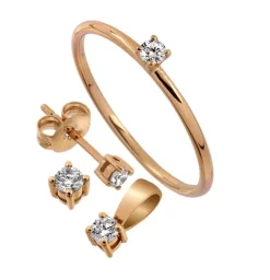 Gemma Hängen^Stjärnringen Starthänge med kedja 18k rg 0,05ct TW-p